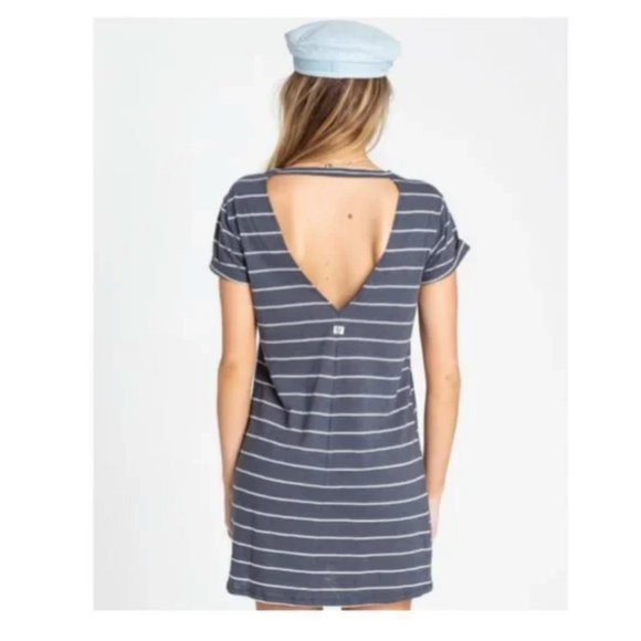 🔮 2 For $40 🔮 Billabong - NEW Striped Blue Coast Tee Dress S - Picture 5 of 9